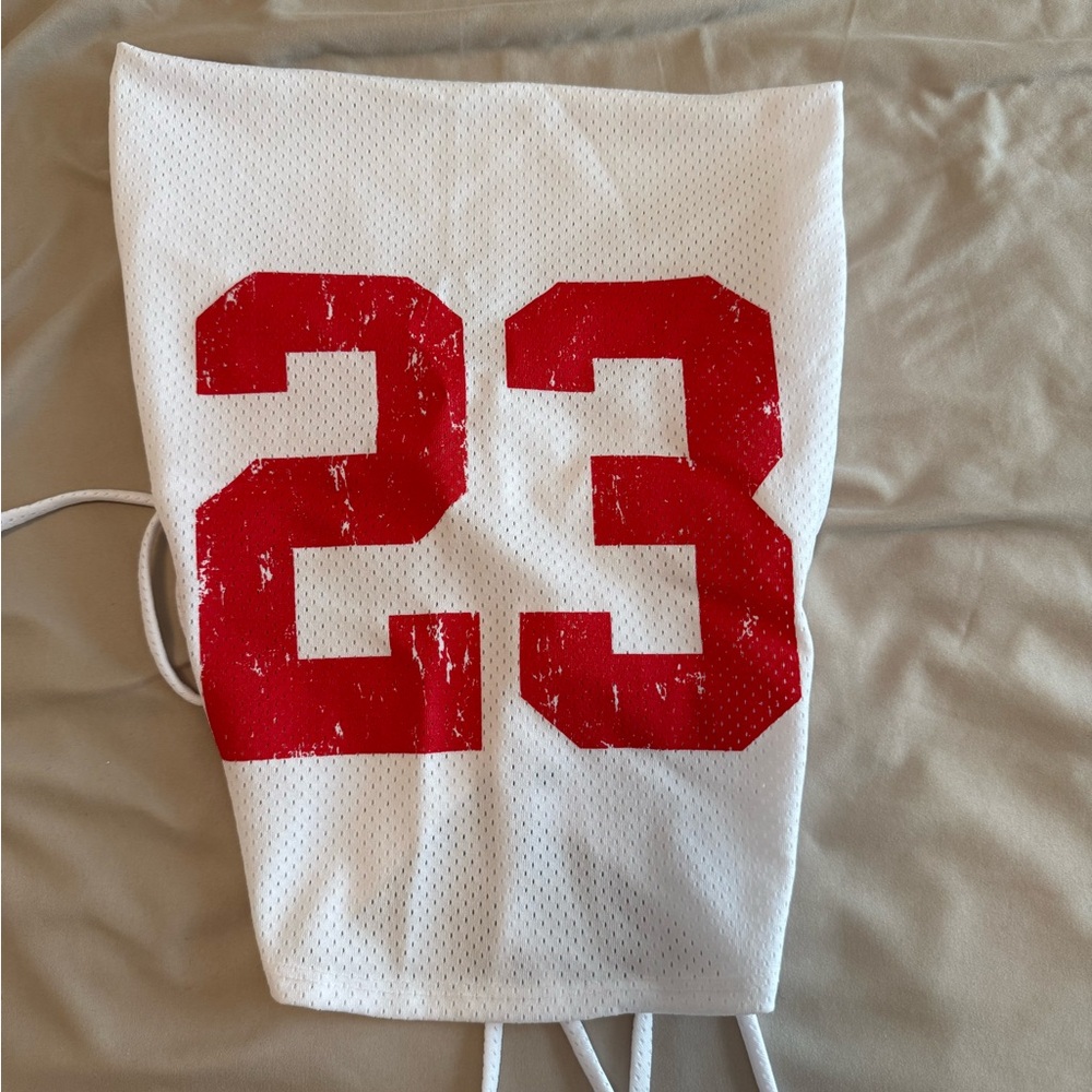 White Mesh Sports Jersey with Red Number 23
